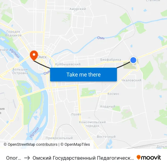 Опогат-9 to Омский Государственный Педагогический Университет map