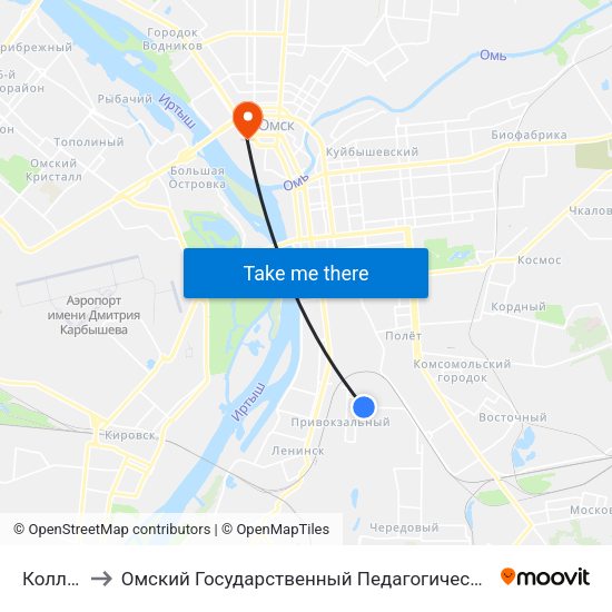 Колледж to Омский Государственный Педагогический Университет map