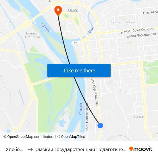 Хлебозавод to Омский Государственный Педагогический Университет map