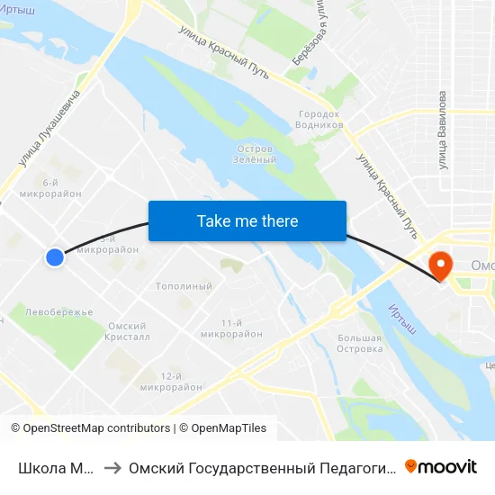 Школа Милиции to Омский Государственный Педагогический Университет map