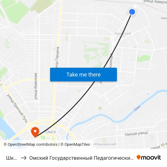 Школа to Омский Государственный Педагогический Университет map