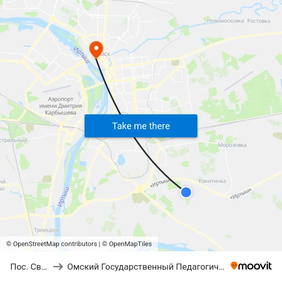 Пос. Светлый to Омский Государственный Педагогический Университет map