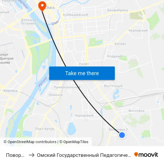Поворотная to Омский Государственный Педагогический Университет map