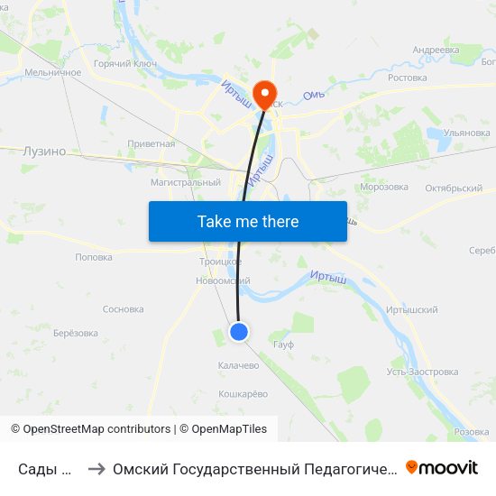 Сады Лилия to Омский Государственный Педагогический Университет map