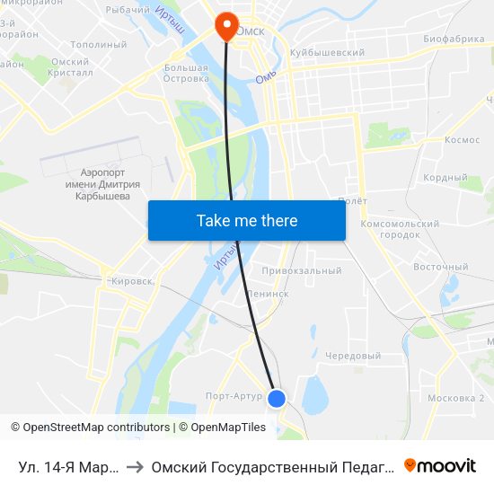 Ул. 14-Я Марьяновская to Омский Государственный Педагогический Университет map
