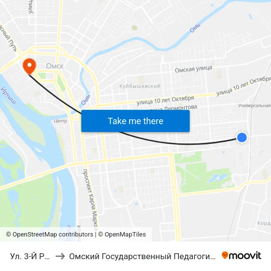 Ул. 3-Й Разъезд to Омский Государственный Педагогический Университет map