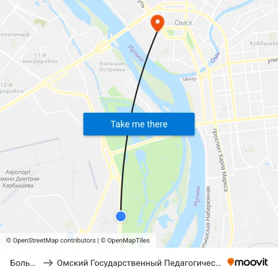 Больница to Омский Государственный Педагогический Университет map