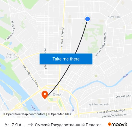 Ул. 7-Я Амурская to Омский Государственный Педагогический Университет map