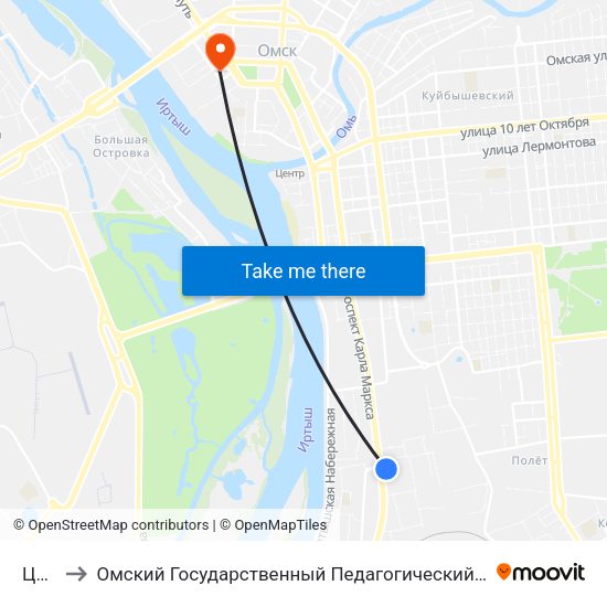 Цирк to Омский Государственный Педагогический Университет map