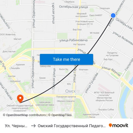 Ул. Чернышевского to Омский Государственный Педагогический Университет map