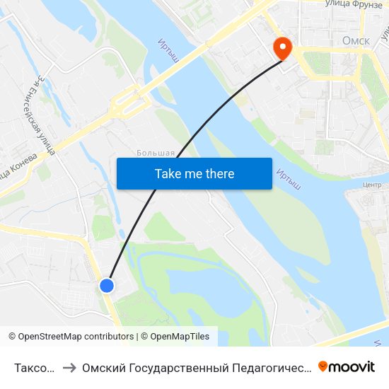 Таксопарк to Омский Государственный Педагогический Университет map