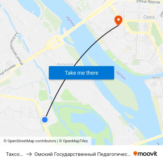 Таксопарк to Омский Государственный Педагогический Университет map