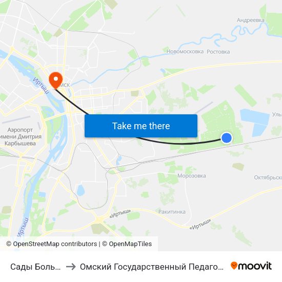 Сады Большевичка to Омский Государственный Педагогический Университет map
