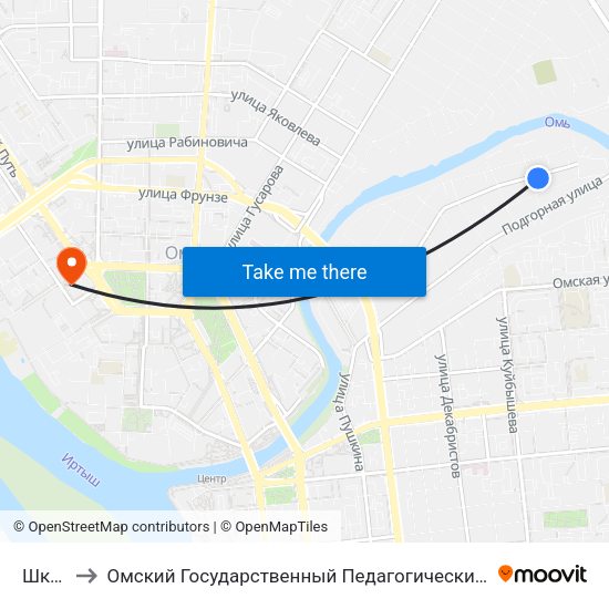 Школа to Омский Государственный Педагогический Университет map