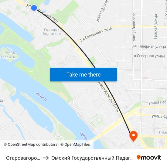 Старозагородная Роща to Омский Государственный Педагогический Университет map