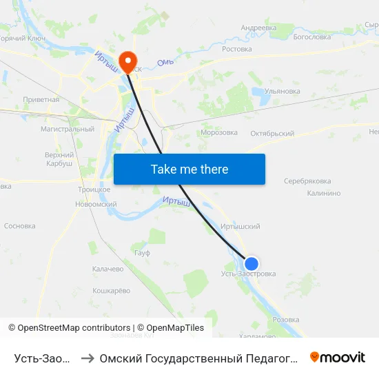 Усть-Заостровка to Омский Государственный Педагогический Университет map