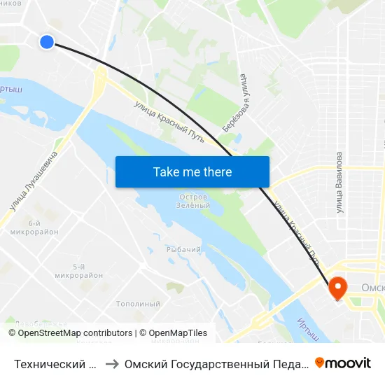 Технический Университет to Омский Государственный Педагогический Университет map