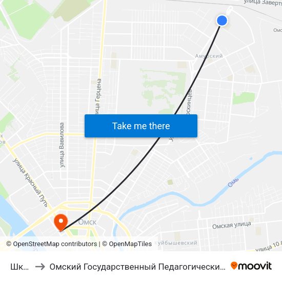 Школа to Омский Государственный Педагогический Университет map