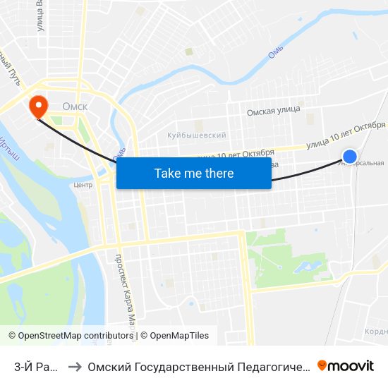 3-Й Разъезд to Омский Государственный Педагогический Университет map