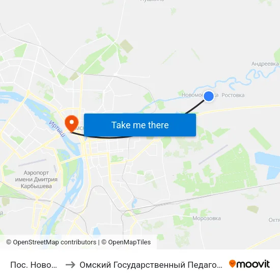 Пос. Новомосковка to Омский Государственный Педагогический Университет map
