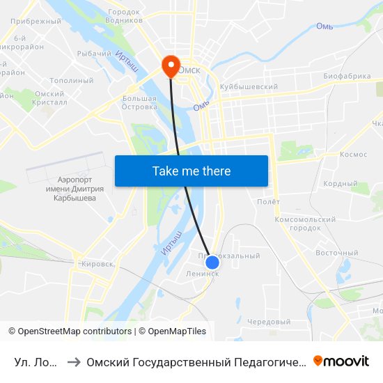 Ул. Лобкова to Омский Государственный Педагогический Университет map