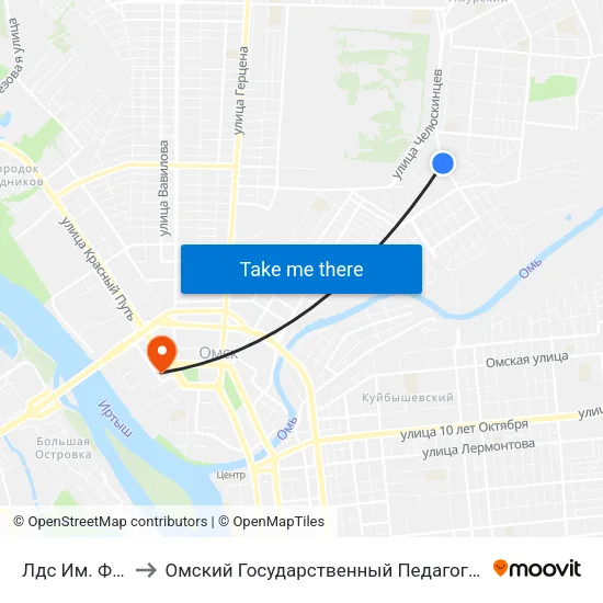 Лдс Им. Фетисова to Омский Государственный Педагогический Университет map