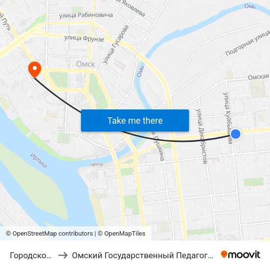 Городской Музей to Омский Государственный Педагогический Университет map