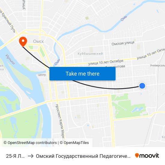 25-Я Линия to Омский Государственный Педагогический Университет map