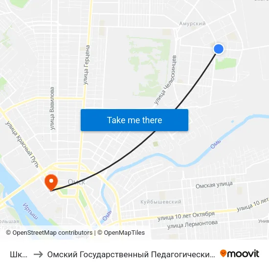 Школа to Омский Государственный Педагогический Университет map