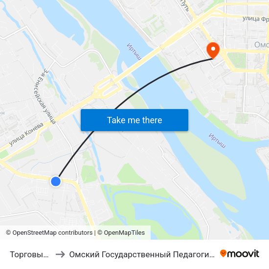Торговый Город to Омский Государственный Педагогический Университет map