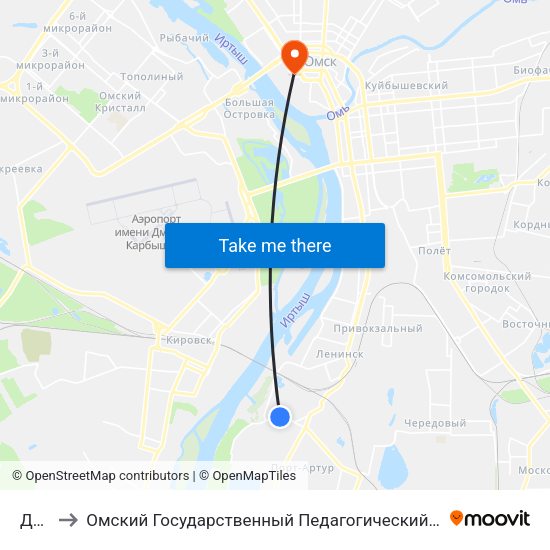 Дрсу to Омский Государственный Педагогический Университет map