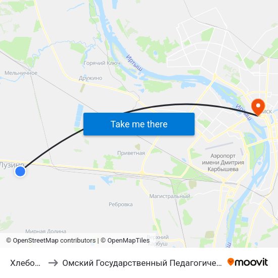 Хлебозавод to Омский Государственный Педагогический Университет map