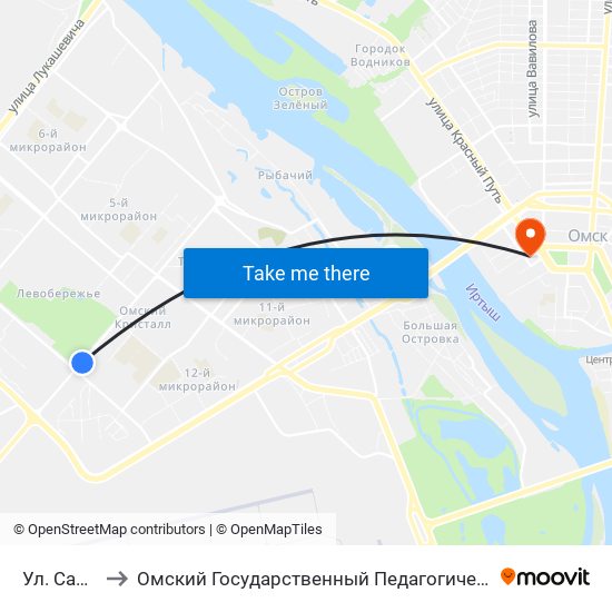 Ул. Садовая to Омский Государственный Педагогический Университет map