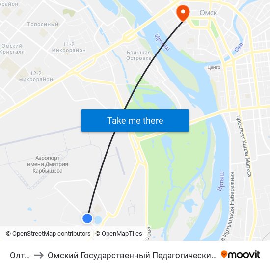 Олтуга to Омский Государственный Педагогический Университет map