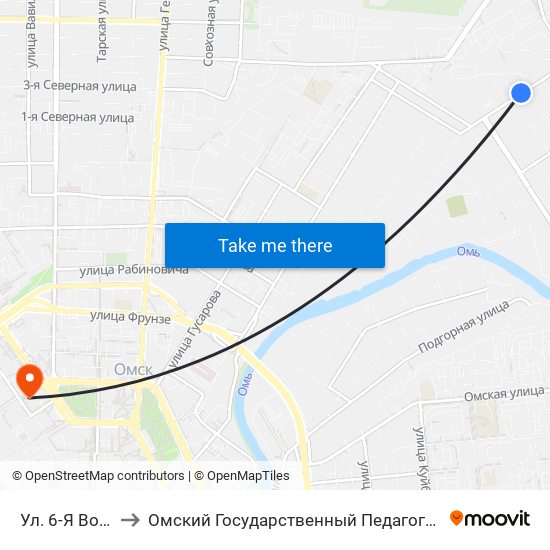 Ул. 6-Я Восточная to Омский Государственный Педагогический Университет map