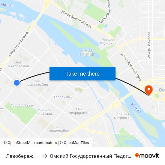 Левобережный Рынок to Омский Государственный Педагогический Университет map