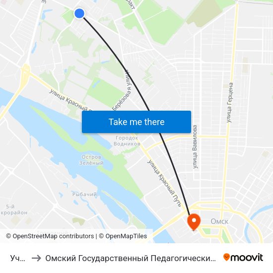 Учхоз to Омский Государственный Педагогический Университет map