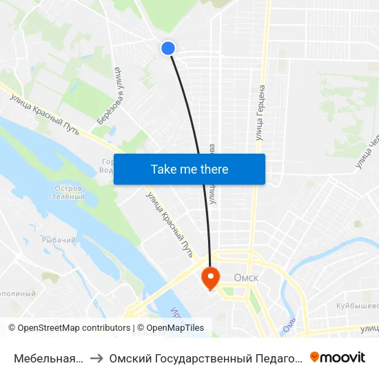 Мебельная Фабрика to Омский Государственный Педагогический Университет map