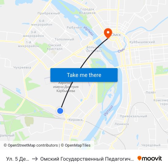 Ул. 5 Декабря to Омский Государственный Педагогический Университет map