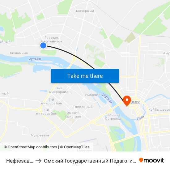 Нефтезаводская to Омский Государственный Педагогический Университет map