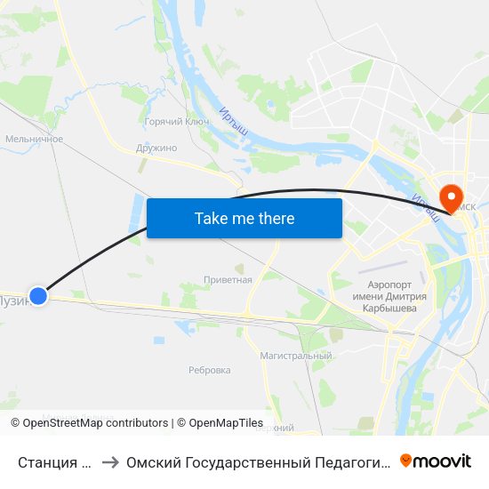 Станция Лузино to Омский Государственный Педагогический Университет map