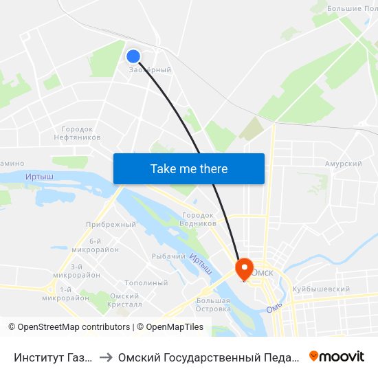 Институт Газтехнология to Омский Государственный Педагогический Университет map