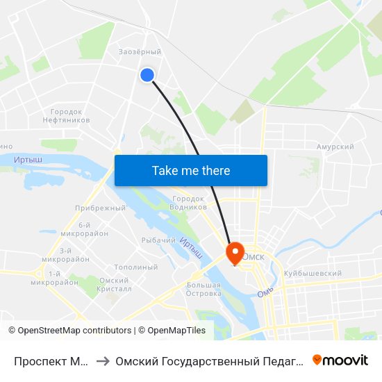 Проспект Менделеева to Омский Государственный Педагогический Университет map