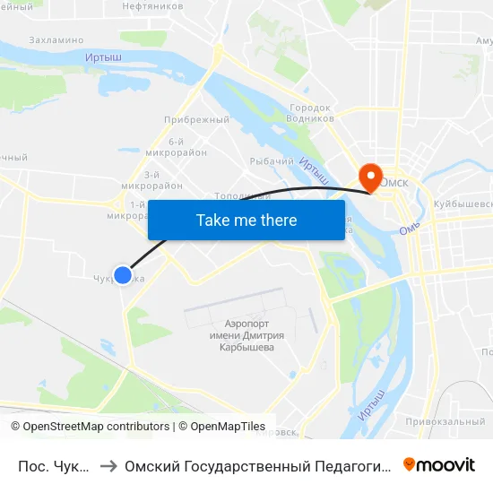 Пос. Чукреевка to Омский Государственный Педагогический Университет map