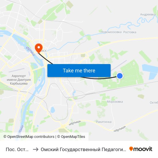 Пос. Осташково to Омский Государственный Педагогический Университет map