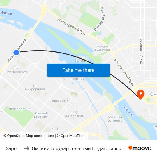 Заречная to Омский Государственный Педагогический Университет map