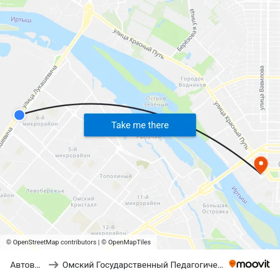 Автовокзал to Омский Государственный Педагогический Университет map