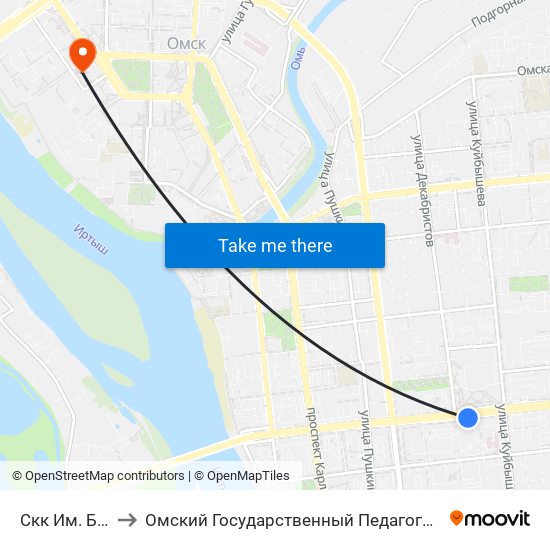 Скк Им. Блинова to Омский Государственный Педагогический Университет map