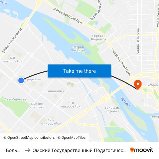 Больница to Омский Государственный Педагогический Университет map