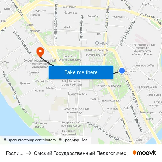 Госпиталь to Омский Государственный Педагогический Университет map